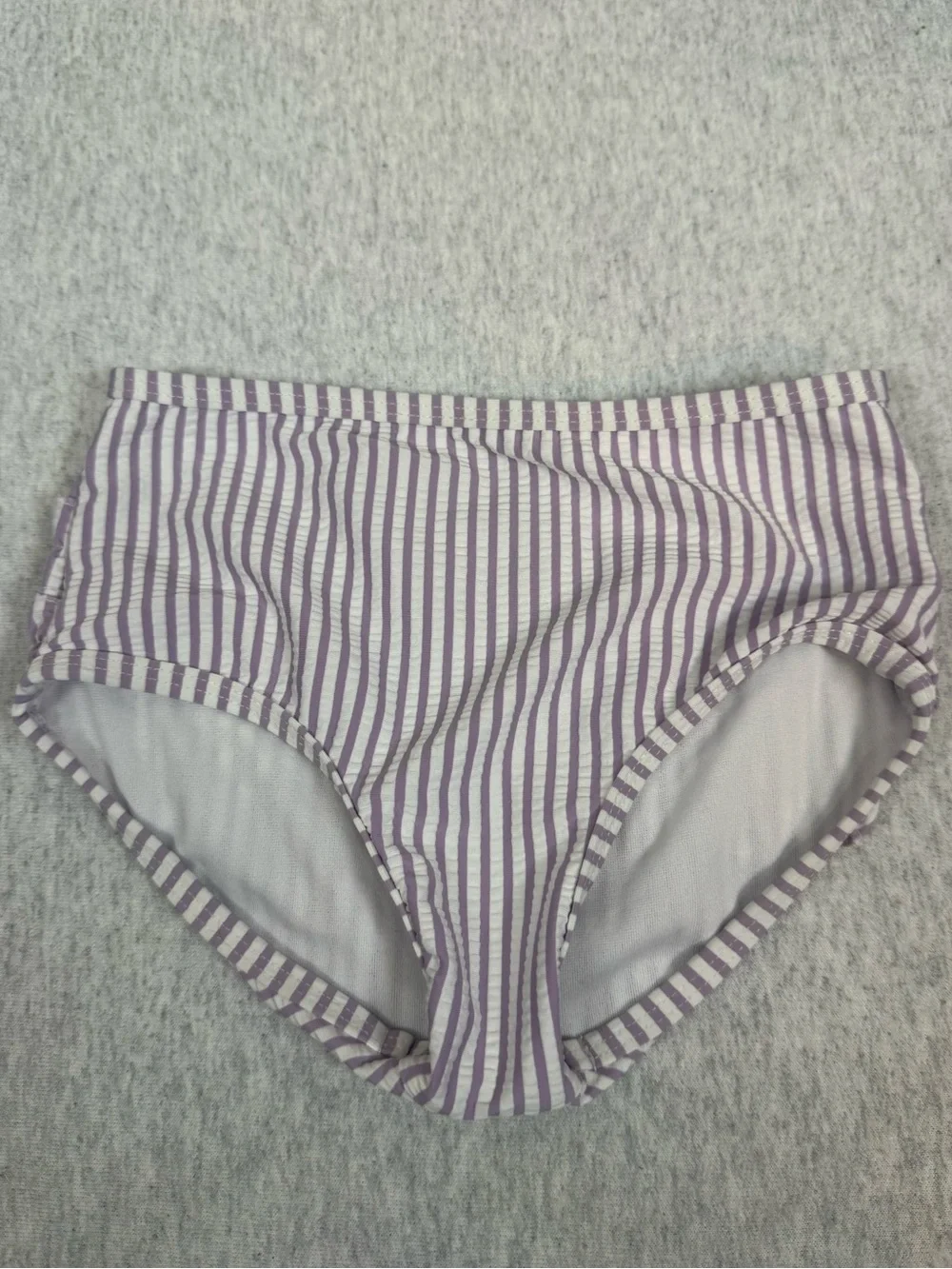 RuffleButts Seersucker Ruffle Swim Bottoms - Purple/White -‎ 4T